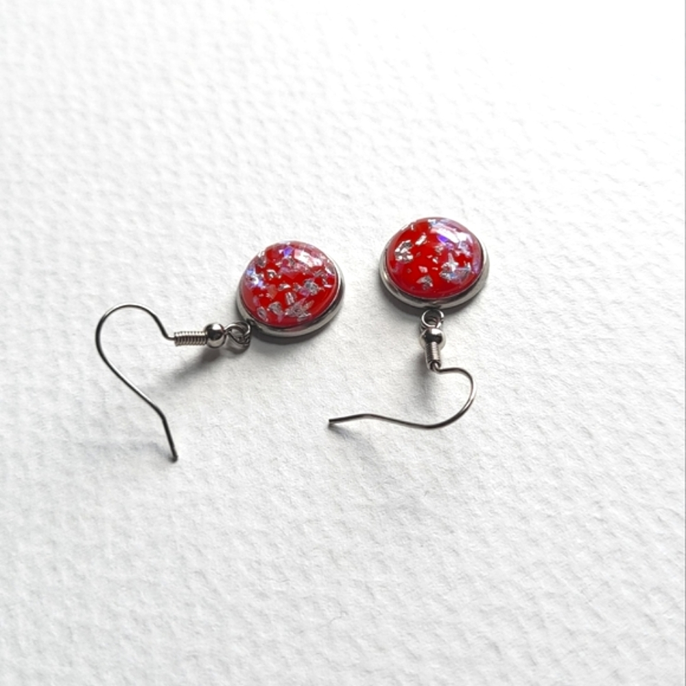 Orange opal effect drop earrings